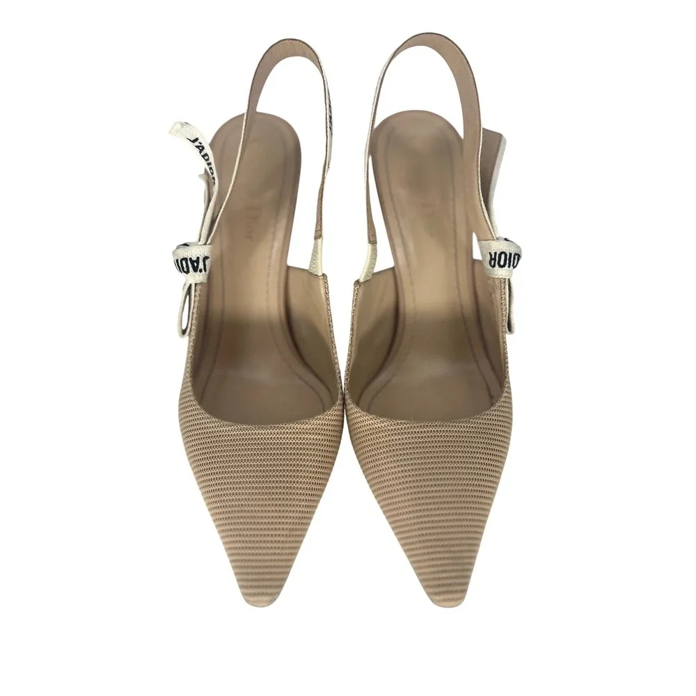 Christian Dior J'Adior Slingback Pump Nude Technical Fabric Size 40.5
